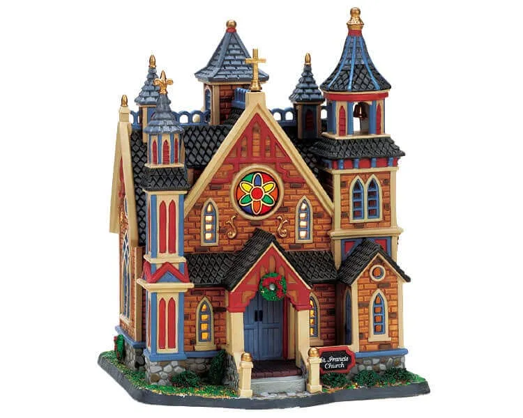 lemax-st-francis-church-beleuchtetes-kirchengeb-ude-f-r-weihnachtsdorf image 1