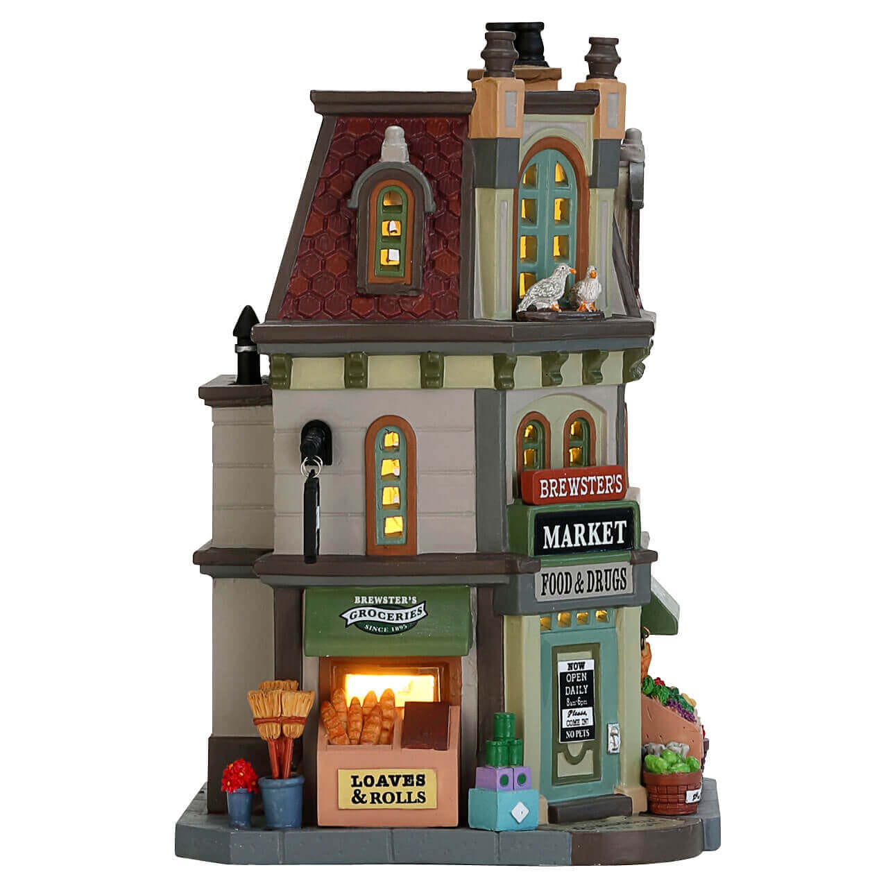 lemax-brewster-s-market-beleuchtetes-markt-geb-ude-weihnachtsdorf image 3