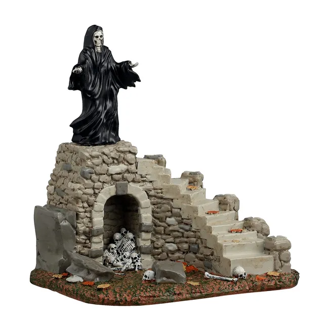 lemax-spooky-staircase-halloween-miniatur-szene-gruselige-treppe-mit-sensenmann image 1