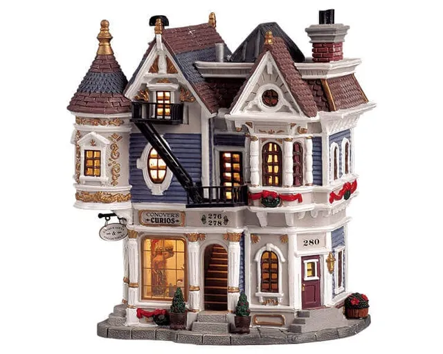 lemax-row-house-apartment-curio-shop-beleuchtetes-stadthaus image 1
