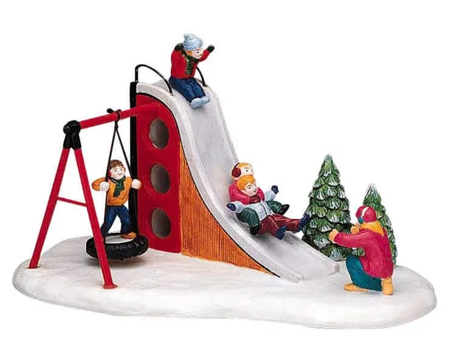 lemax-holidays-seasons-fun-on-the-slide-weihnachtliche-miniatur-rutschbahn image 1