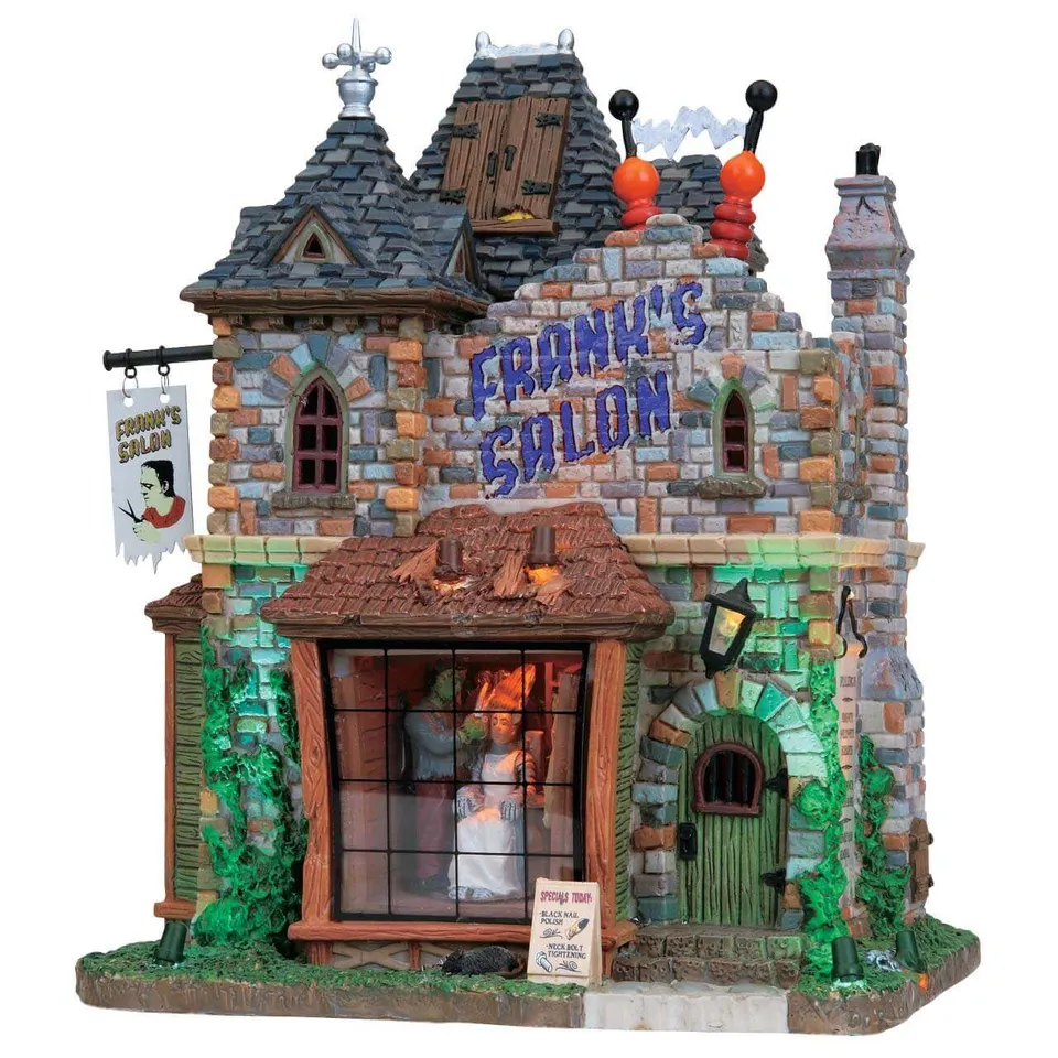 lemax-frank-s-salon-beleuchtetes-gruselhaus-spooky-town image 1