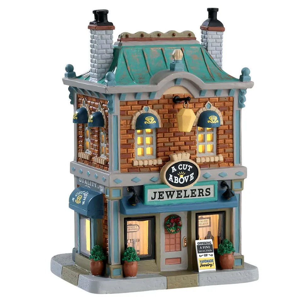 lemax-a-cut-above-jewelers-beleuchteter-juwelierladen-miniaturhaus image 1