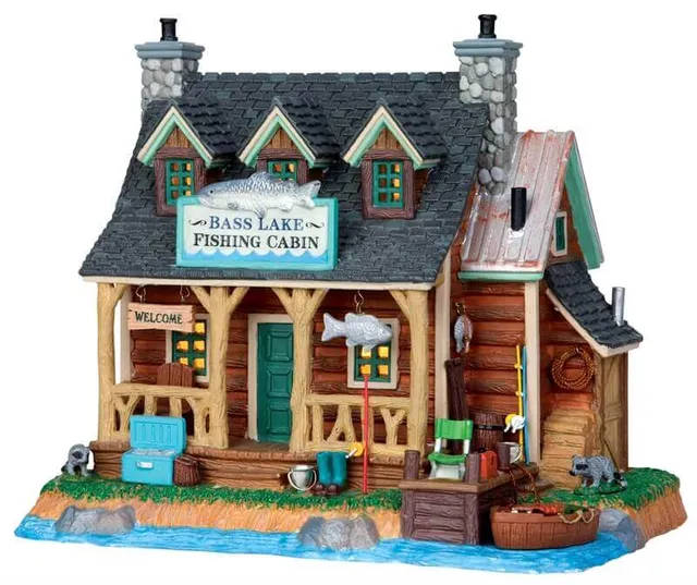 lemax-bass-lake-fishing-cabin-beleuchtete-fischerh-tte image 1