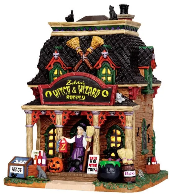 lemax-spooky-town-zelda-s-witch-wizard-supply-beleuchteter-hexenladen image 1