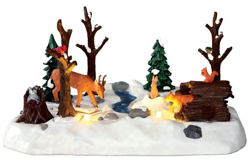 lemax-snowy-forest-animierte-waldszene-hirsch-fuchs image 2
