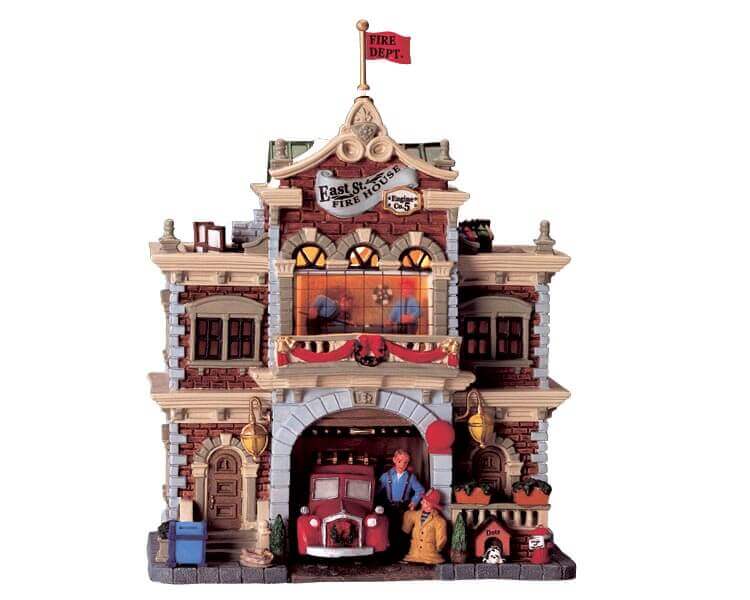 lemax-east-street-firehouse-beleuchtetes-miniatur-feuerwehrhaus image 1