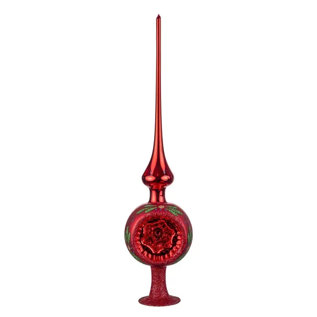 inge-glas-bl-tenglanz-christbaumspitze-33-cm-rot-glanz image 1