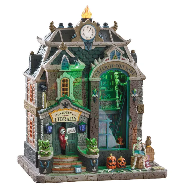 lemax-haunted-library-spooky-town-miniaturgeb-ude image 1