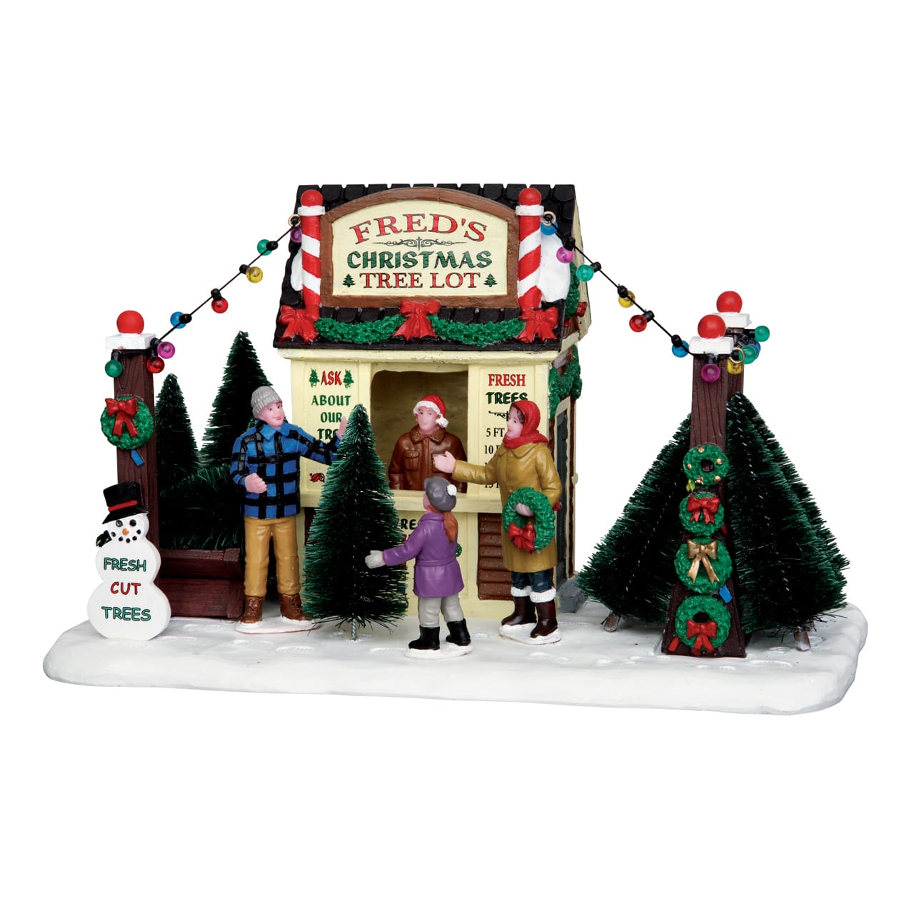 lemax-fred-s-christmas-tree-lot-christbaumverkauf-szene image 1