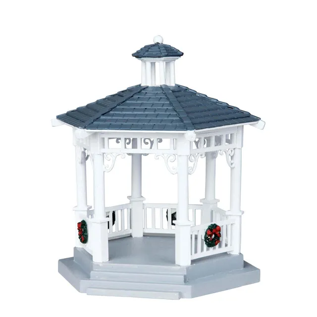 lemax-plastic-gazebo-with-decorations-miniatur-pavillon-6-teiliges-set image 1