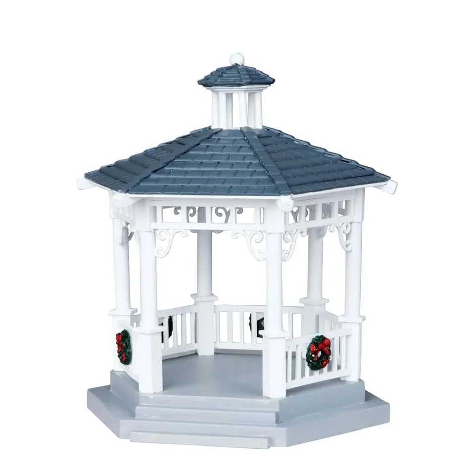lemax-plastic-gazebo-with-decorations-miniatur-pavillon-6-teiliges-set image 1