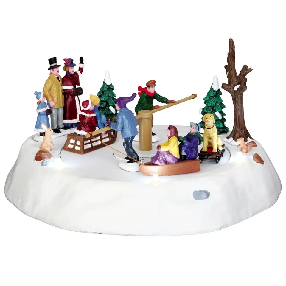 lemax-victorian-ice-merry-go-round-bewegtes-mini-karussell-mit-schlittenfahrt image 1