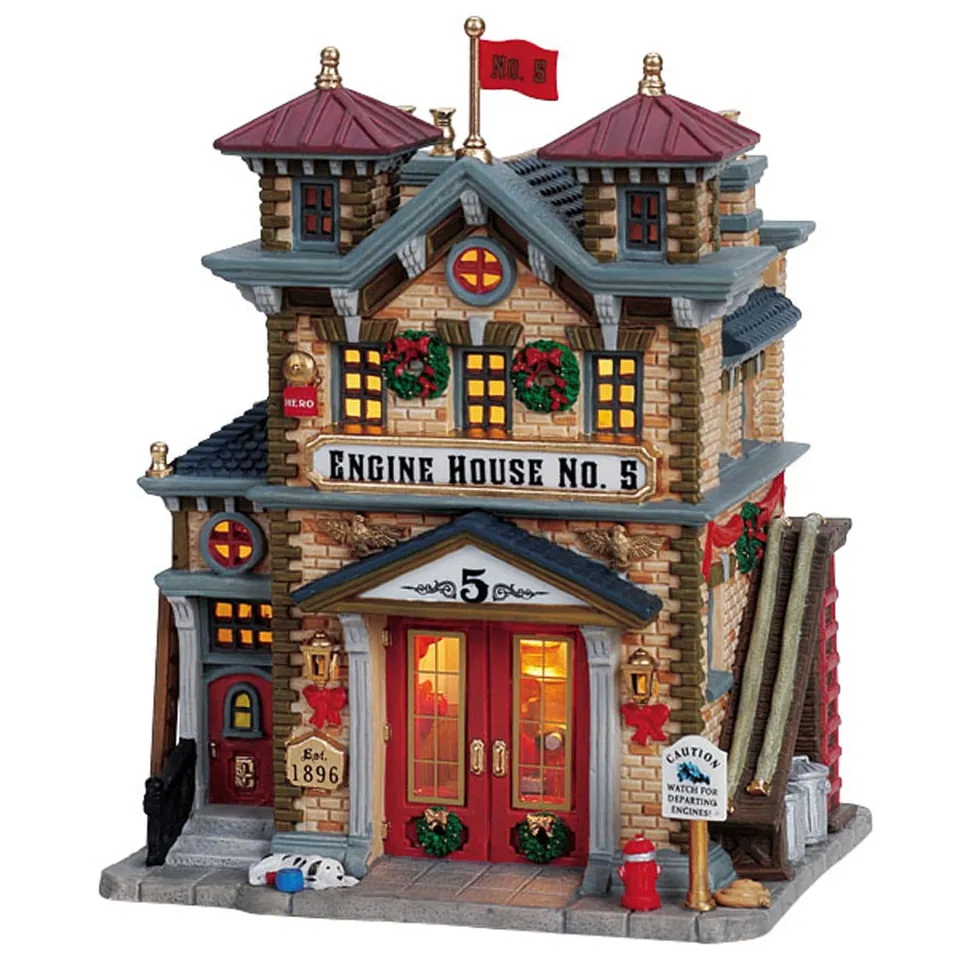 lemax-engine-house-5-beleuchtete-feuerwehrstation image 1