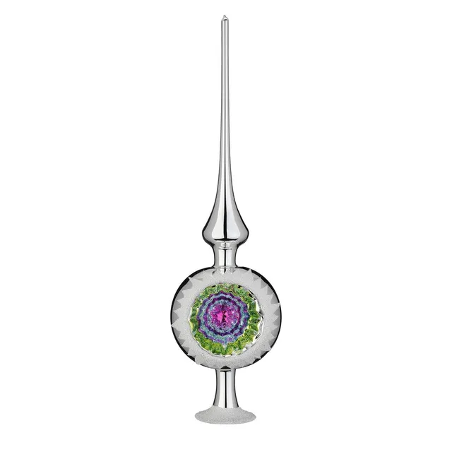 inge-glas-ornament-reflex-baumspitze-10x36-cm-silber-glanz image 1