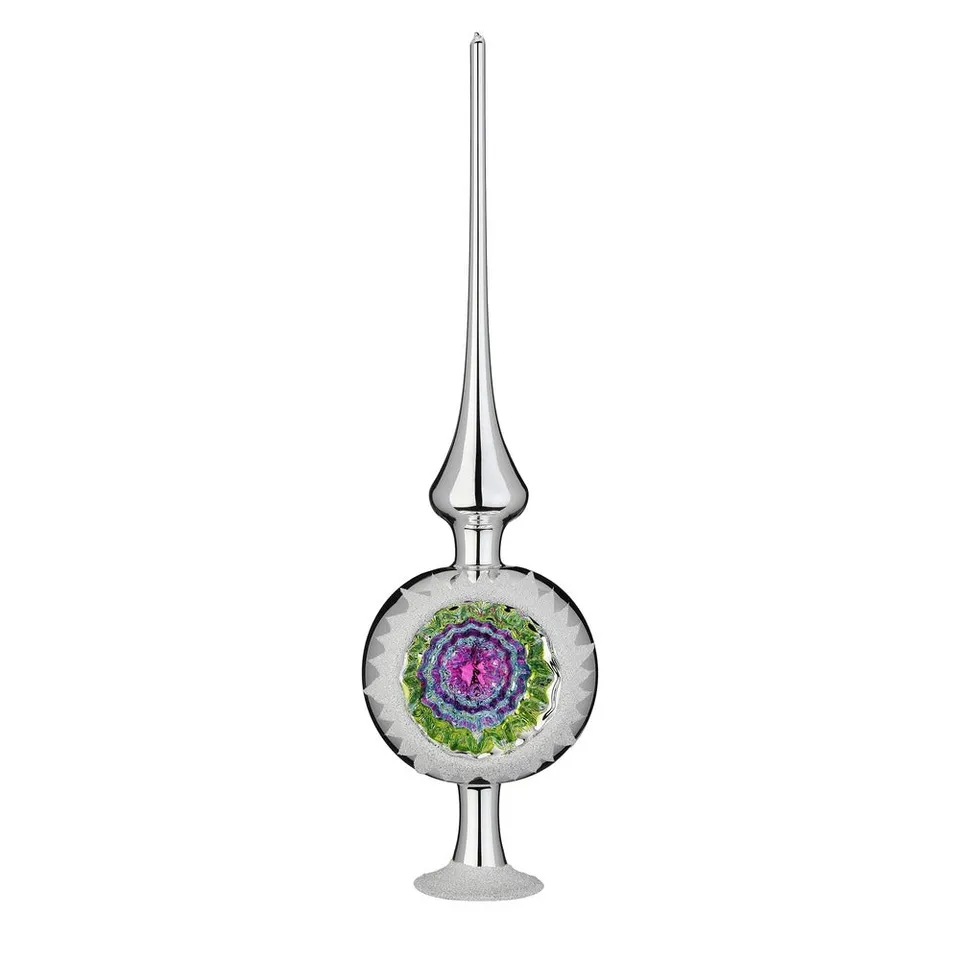 inge-glas-ornament-reflex-baumspitze-10x36-cm-silber-glanz image 1