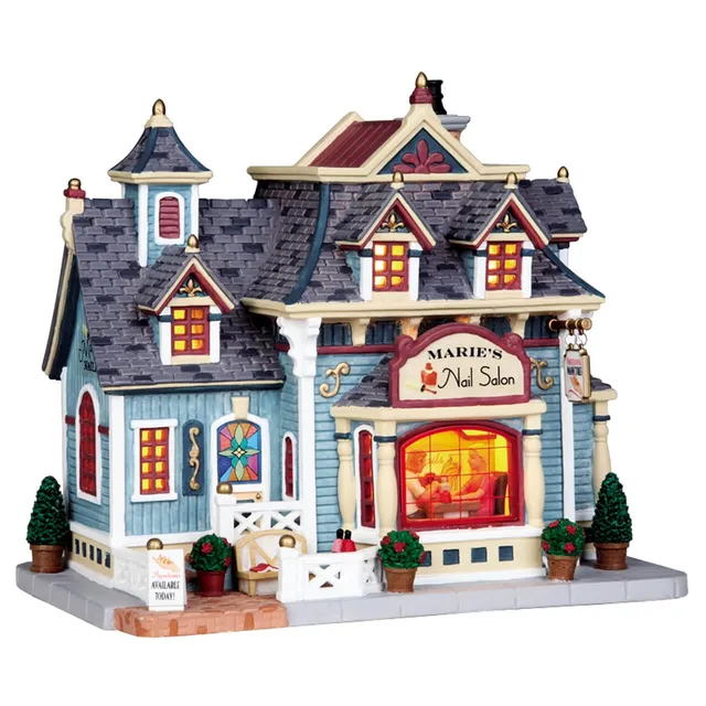 lemax-marie-s-nail-salon-beleuchtetes-dorfhaus image 1