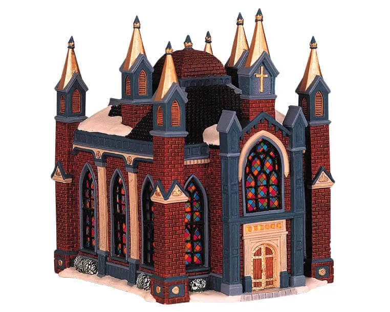 lemax-berkshire-cathedral-beleuchtetes-dorfgeb-ude image 1