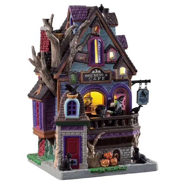 lemax-raven-s-roost-brewery-cafe-beleuchtetes-spooky-town-haus image 1