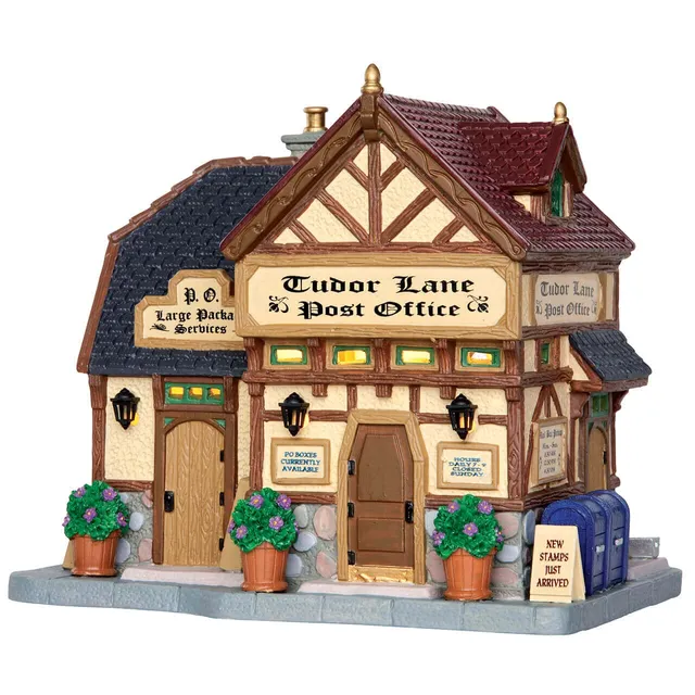 lemax-tudor-lane-post-office-beleuchtetes-postamt-miniaturhaus image 1