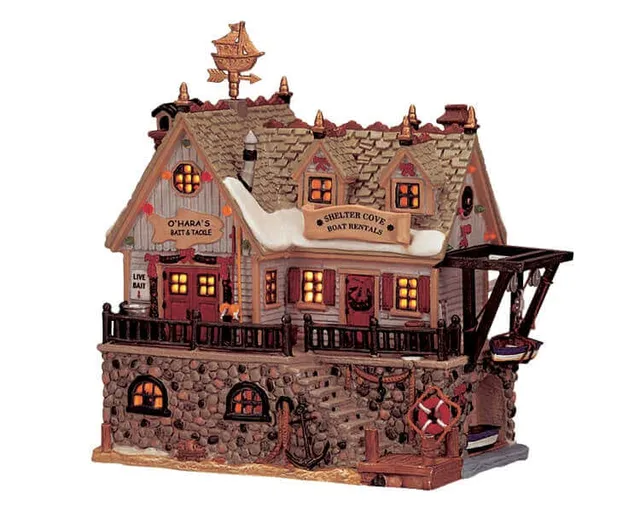 lemax-shelter-cove-boat-rentals-und-o-hara-s-bait-miniaturhaus image 1
