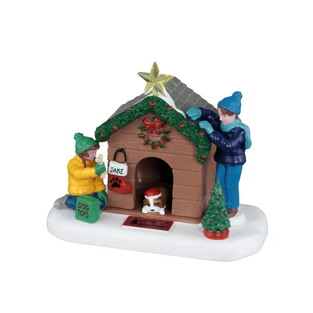 lemax-doghouse-christmas-miniatur-figur-hundeh-tte-mit-hund-mutter-und-kind image 1