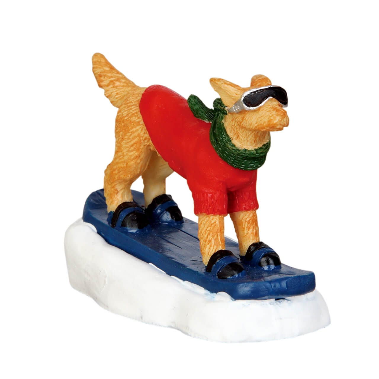 lemax-snowboarding-dog-vail-village-winterfigur-hund image 1