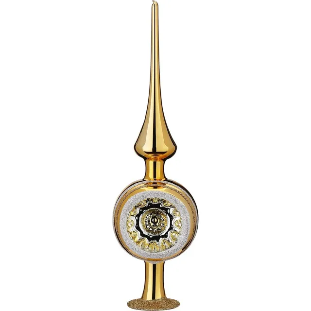 inge-glas-ornament-reflex-baumspitze-aus-glas-7x25-cm-inkagold-glanz image 1