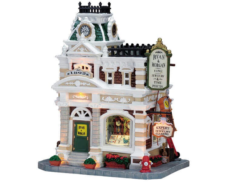 lemax-ryan-morgan-jewelry-clocks-beleuchteter-uhrenladen-miniaturhaus image 1
