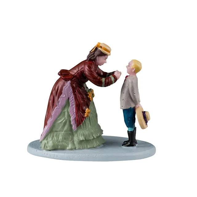 lemax-so-handsome-miniaturfigur-mutter-kleidet-sohn-an image 1
