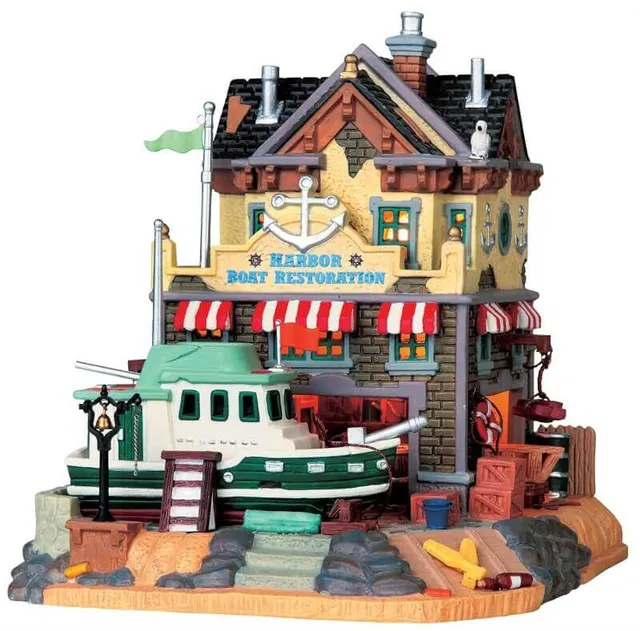 lemax-harbor-boat-restoration-holidays-seasons-miniatur-szene image 1