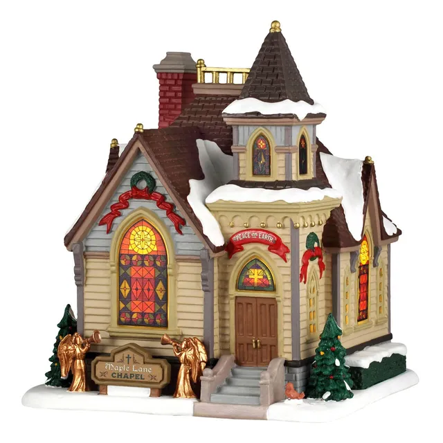 lemax-maple-lane-chapel-beleuchtete-kirche-harvest-crossing image 1