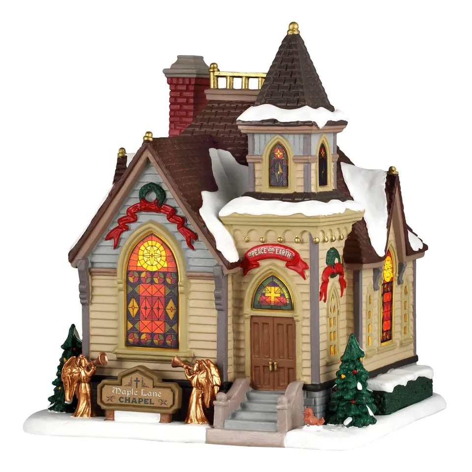 lemax-maple-lane-chapel-beleuchtete-kirche-harvest-crossing image 1