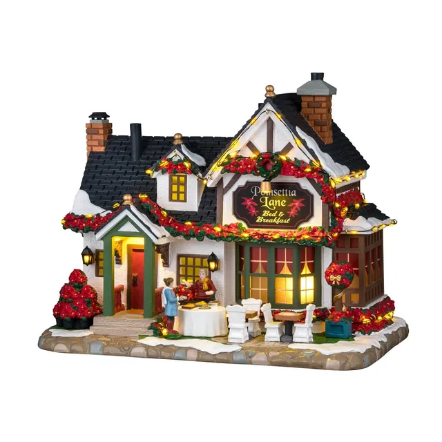 lemax-poinsettia-lane-bed-breakfast-beleuchtetes-miniatur-haus image 1