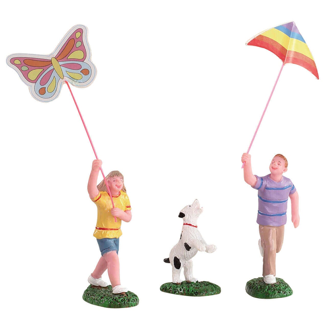 lemax-flying-kites-miniaturfigur-drachensteigen image 1