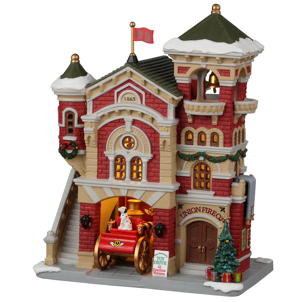 lemax-union-fire-co-feuerwache-miniaturhaus-caddington-1863 image 1