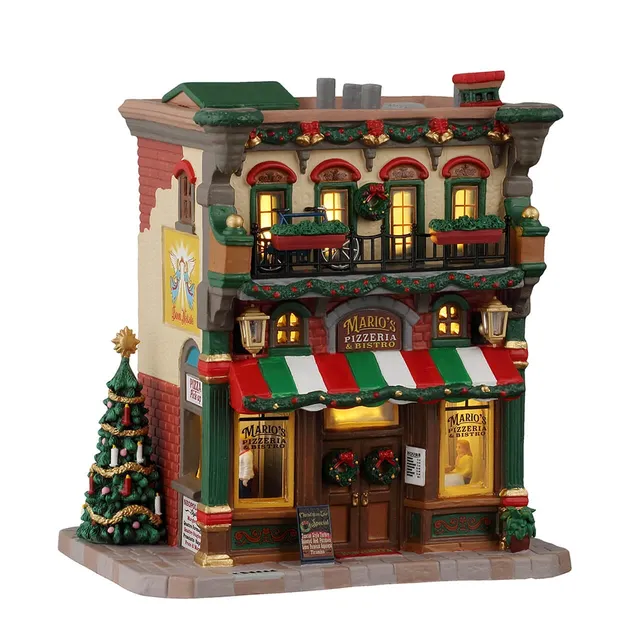 lemax-mario-s-pizzeria-bistro-beleuchtetes-miniaturhaus image 1