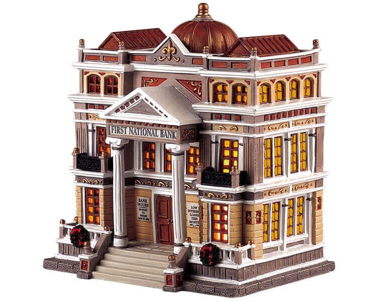 lemax-first-national-bank-beleuchtetes-dorfgeb-ude image 1