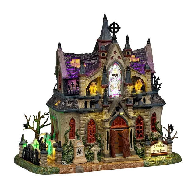 lemax-cathedral-of-eternal-doom-halloween-kirche-beleuchtet image 1