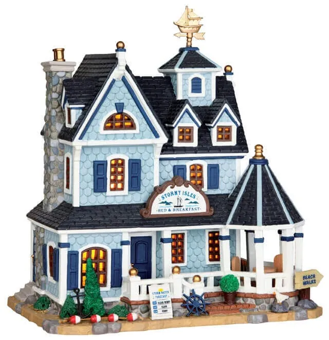 lemax-stormy-isles-bed-breakfast-dorfhaus-beleuchtet image 1
