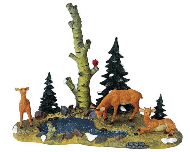 lemax-deer-at-the-pond-miniaturszene-hirsche image 1