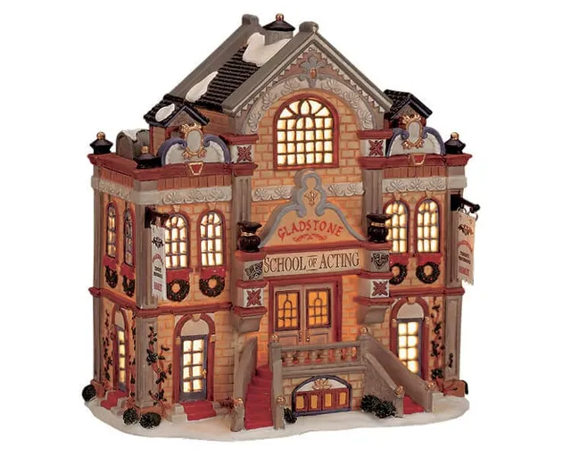 lemax-gladstone-school-of-acting-beleuchtetes-miniaturhaus-f-r-weihnachtsdorf image 1