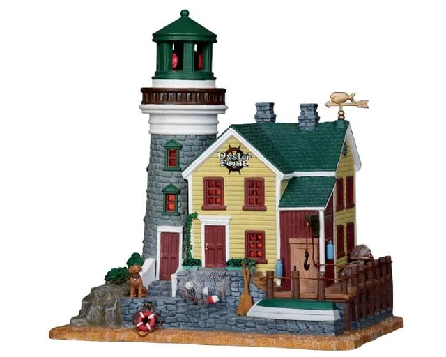 lemax-oyster-point-lighthouse-leuchtturm-miniaturdorf image 1