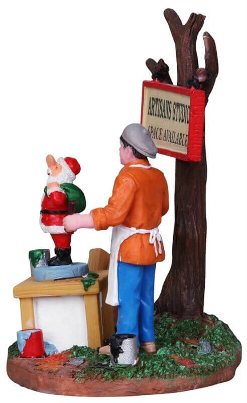 lemax-painting-wooden-santas-miniaturfiguren-set-werkstatt image 2