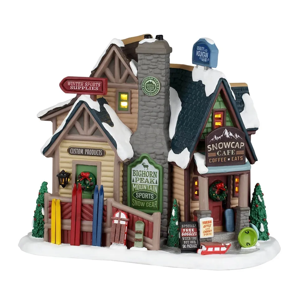 lemax-bighorn-peak-mountain-sports-snow-gear-miniaturhaus image 1
