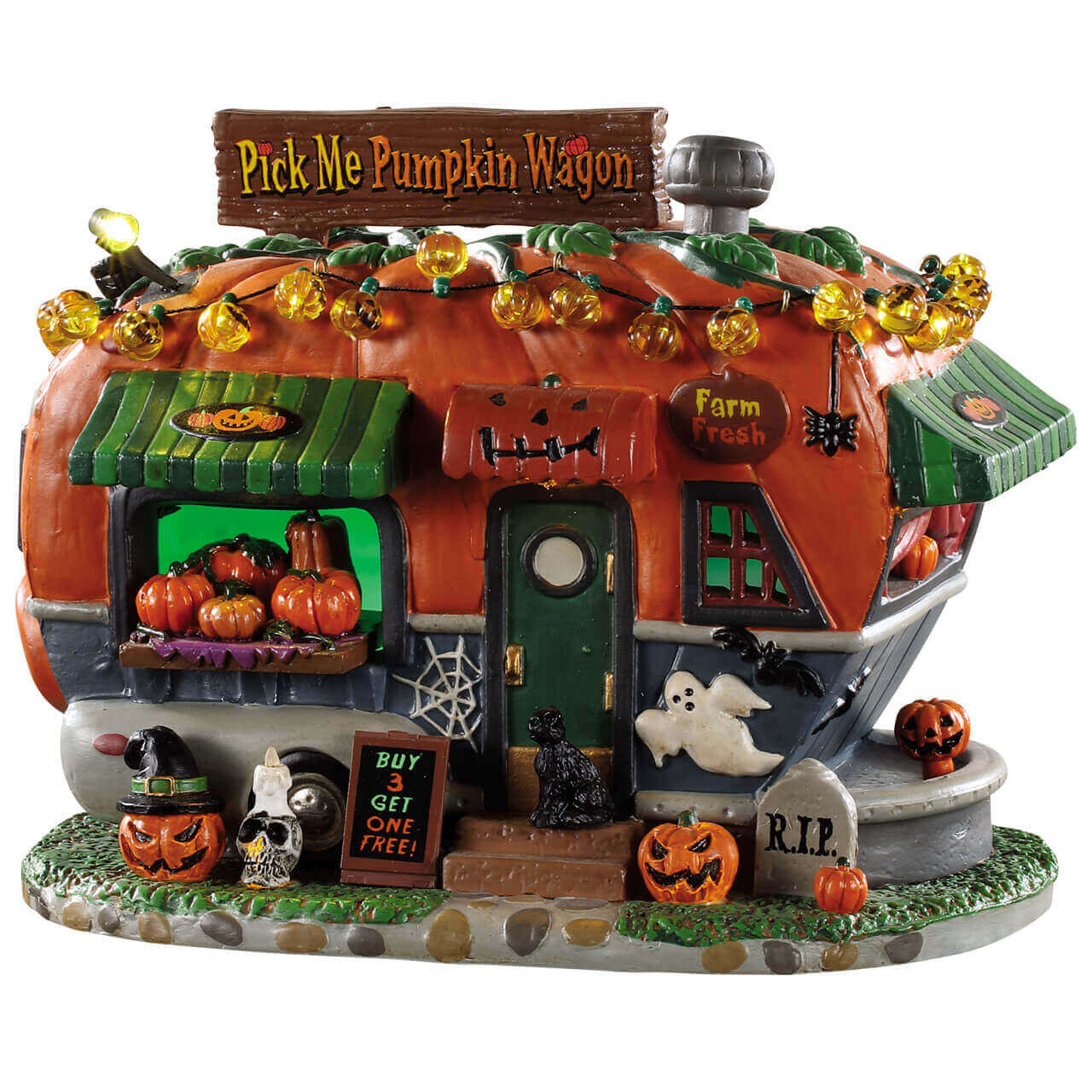 lemax-pick-me-pumpkin-wagon-spooky-town-k-rbis-anh-nger-beleuchtet image 1