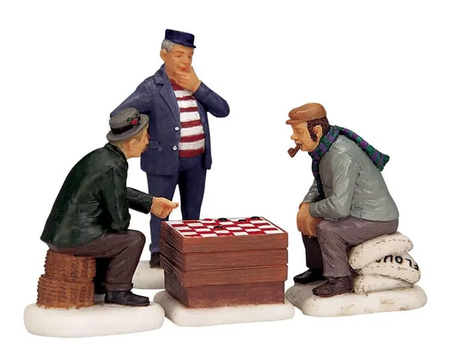 lemax-playing-checkers-dame-spieler-figuren-set image 1