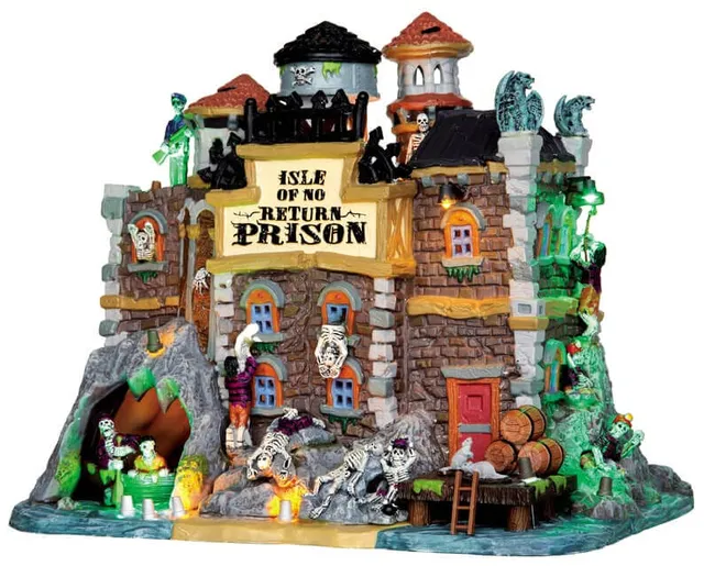 lemax-isle-of-no-return-prison-spooky-town-geb-ude-mit-licht image 1