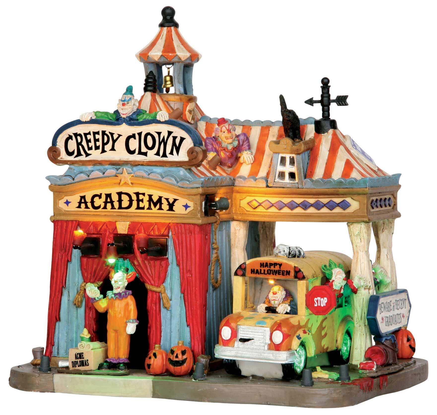 lemax-creepy-clown-academy-beleuchtetes-spooky-town-gruselhaus image 2