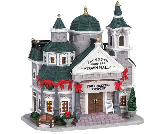 lemax-plymouth-corners-town-hall-miniatur-rathaus image 1